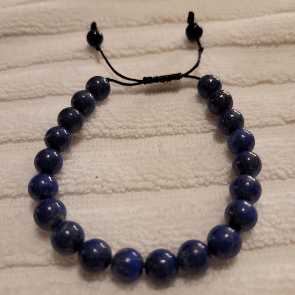 JTV - Lapis Lazuli Adjustable Bracelet 8 mm Round Beads - New!